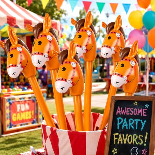 6 Pack PVC Horse Stick Balloons - Cowboy Western Party Decorations