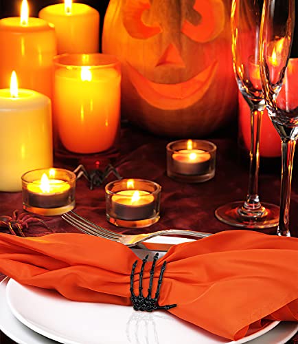 Halloween Napkin Rings Set - Black Metal Skeleton Claw for Party & Dining - Variation of THIS Listing