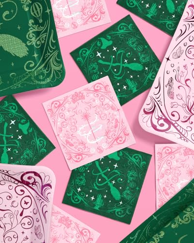Pink and Green Witch Paper Napkins 5x5 Inch 24 Pack - Magical Party Decor