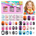 Kids Press On Nails Set with Halloween Pattern - 144 Fake Nail Tips for Girls, Short & Full Cover