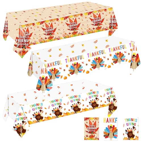 Thanksgiving Tablecloth 3 Pack 54x108 Inches Fall Plastic Disposable Table Covers - Thanksgiving Party Decorations - Thanksgiving Tablecloth Variation of THIS listing
