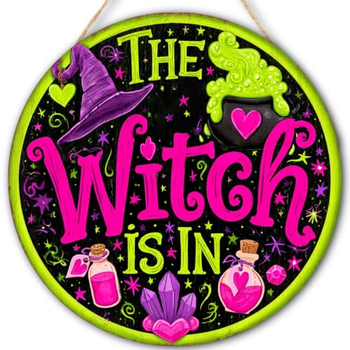 Witchy Halloween Wooden Sign for Home - The Witch Is In Sign - Variation: Witchy