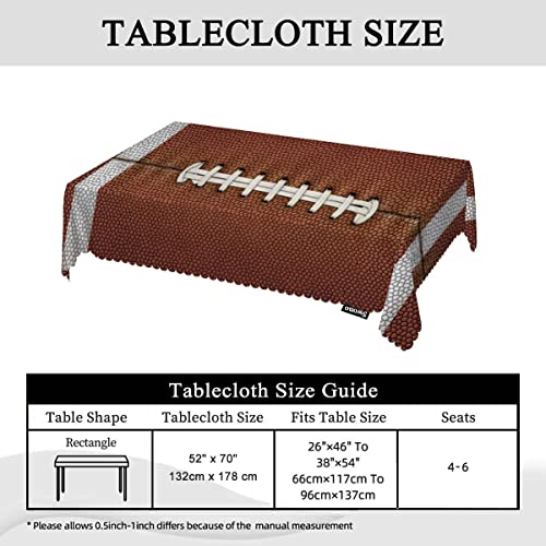Football Tablecloth 52x70 Inch Rectangular Sports Game Leather Pattern Kitchen Decor - Brown