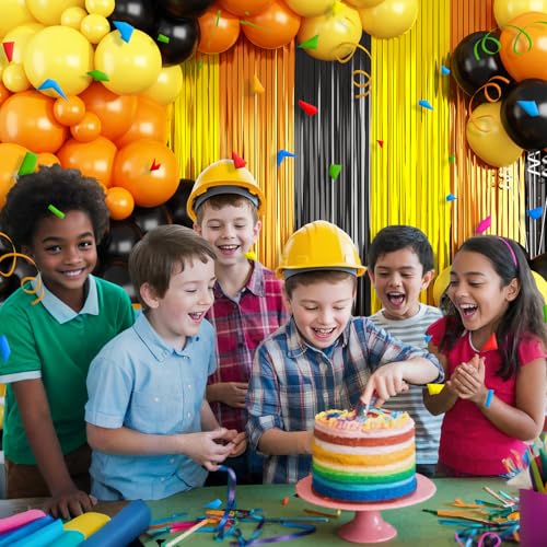 Construction Balloon Garland Arch Kit Party Decorations - Yellow, Orange, Black