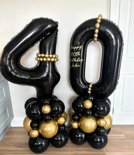 Black Number Balloons 20 for 20th Birthday Party Decorations - 40 Inch