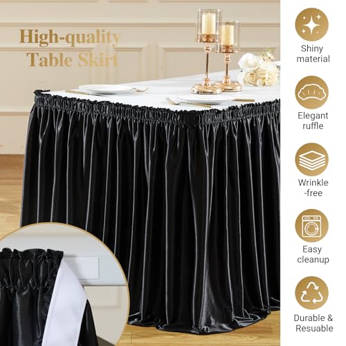 21ft Black Satin Table Skirt for Rectangle & Round Tables - Variation of THIS listing