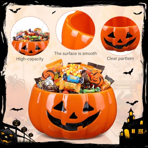 Halloween Pumpkin Candy Bowl Trick or Treat Basket - Large Ceramic Pumpkin Design - Variation: Pumpkin