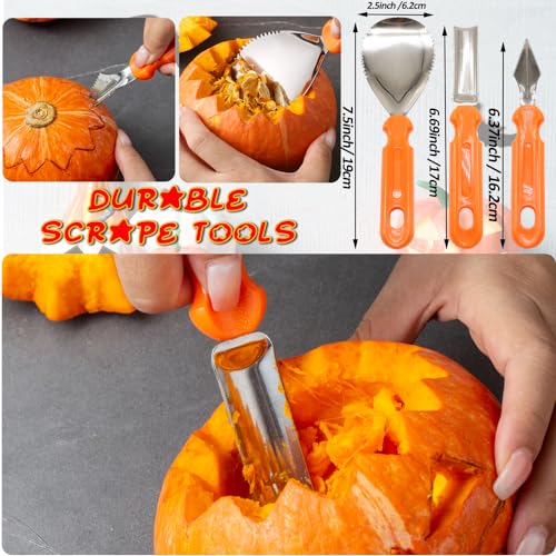 24PCS Pumpkin Carving Kit Halloween, Kids Safe & Easy DIY Jack-O-Lantern Tools
