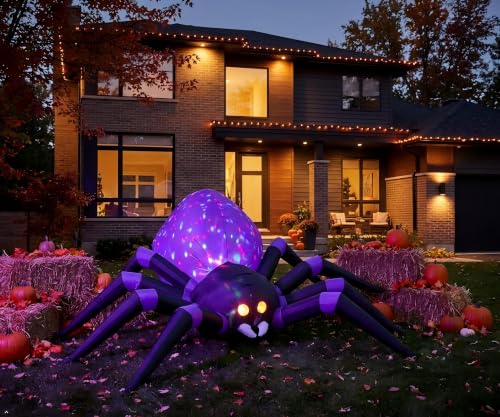 6FT Halloween Inflatable Spider Decor with LED Eyes - Outdoor Lawn & Garden Decoration