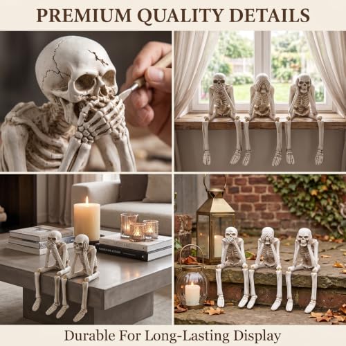 3-Pack Skeleton Figurines for Halloween Indoor & Outdoor Decor