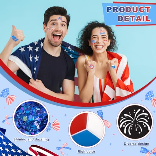 Patriotic Face Paint Kit with Glitter & Brushes - Independence Day Variation of THIS Listing