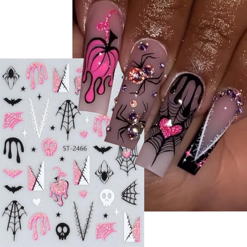 Halloween Nail Stickers Ghost and Spiders 3D Self-Adhesive Nail Decals - Halloween-2