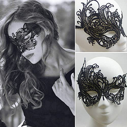 Black Lace Eye Mask for Women Masquerade Halloween Party Accessories - Set of 4