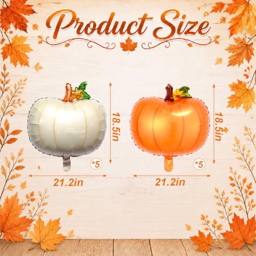 Fall Pumpkin Balloons Set - Orange & Cream White Halloween & Thanksgiving Decor
