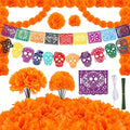 Dia De Los Muertos Decorations Ofrenda Set with Marigold Flowers & Papel Picado Banner