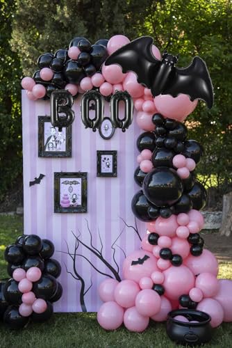 Pink Black Halloween Balloon Arch Kit with Bat & BOO Balloons, 169PCS Party Decorations - Variation of THIS listing