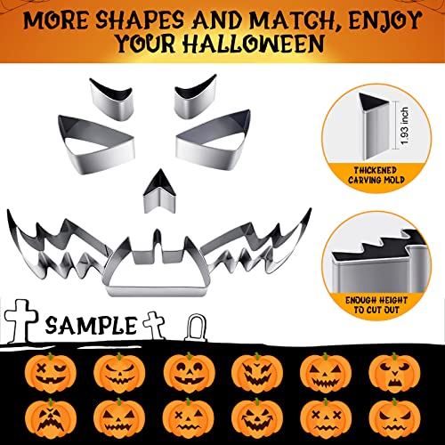 Halloween Pumpkin Carving Kit - Silver and Orange 21 pcs Safe & Easy Tools with Stencils for Jack-O-Lanterns