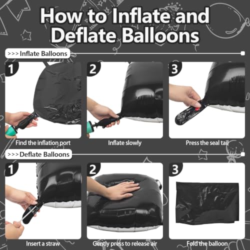 Black and Pearl White Square Foil Balloons Wall Backdrop - D03 - 48PCS