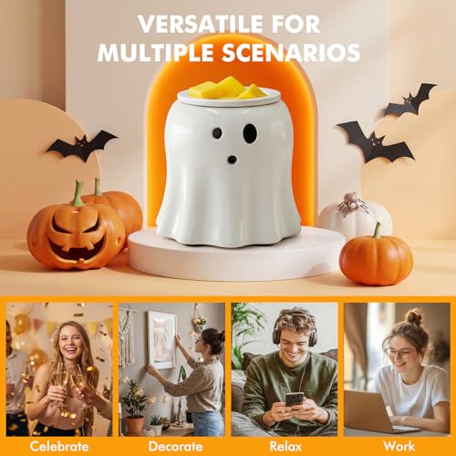 Halloween Ghost Wax Melt Warmer with Ceramic Dish - Scented & Decorative