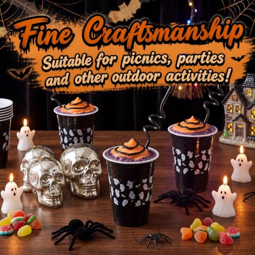 Halloween Ghost Disposable Cups 16oz - 30 Pack Ghost Skeleton Party Drinkware - Cute Ghost Variation