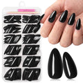 LuckForever Medium Almond Press On Nails - Black Fake Nails with Glue Tabs