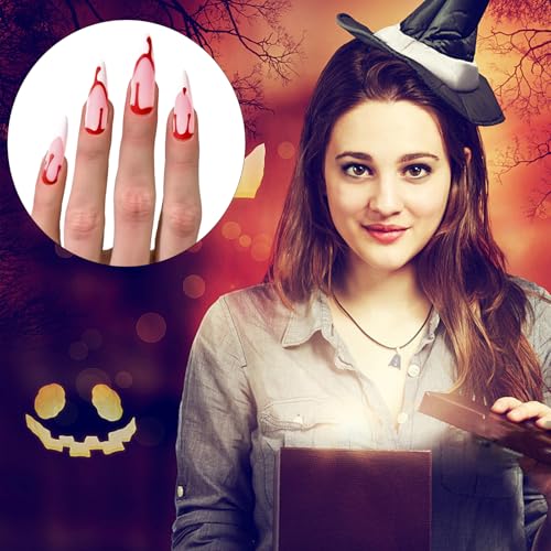 Halloween Press On Nails 96 Pcs with Adhesive Tabs - Pumpkin Spider Bat Design - Halloween Nail Art - Variation: Halloween Nail 1 Box
