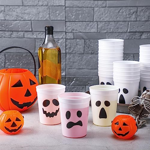 Halloween Ghost Disposable Plastic Cups 16oz - 48 Pack for Parties