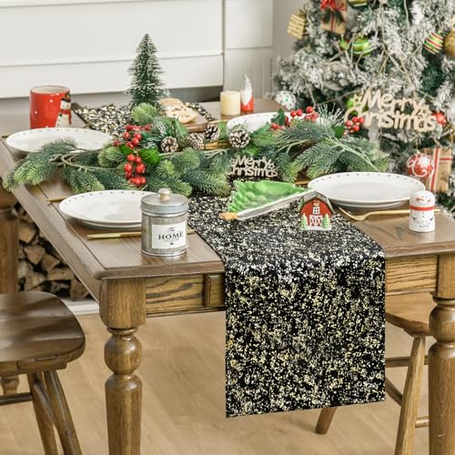 Black Dutch Fleece Table Runner 13x108 Inch Holiday Kitchen Decor