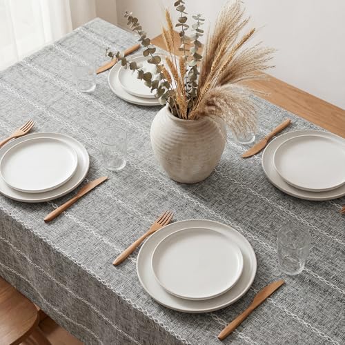 Grey Rectangular Tablecloth 60x84 Inch Farmhouse Dining Decor - Horaldaily