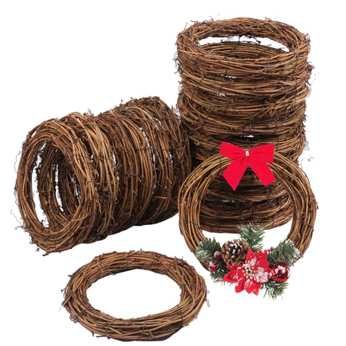 18 Pack 6 Inch Natural Grapevine Wreath Set for DIY Crafts Christmas & Wedding Decor