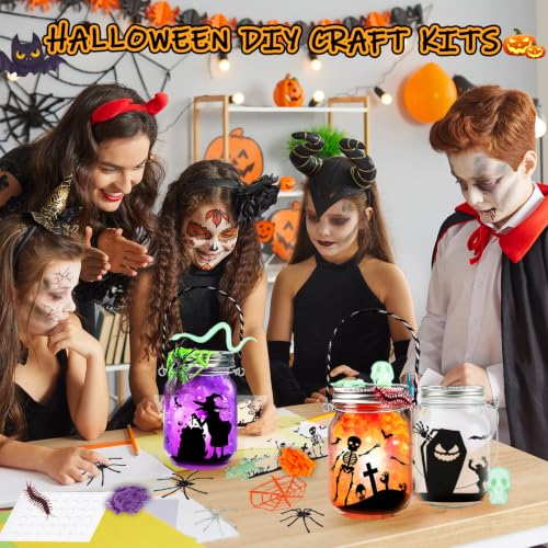 12 Pack Halloween Mason Jar Craft Kit for Kids | DIY Party Favors & Decorations