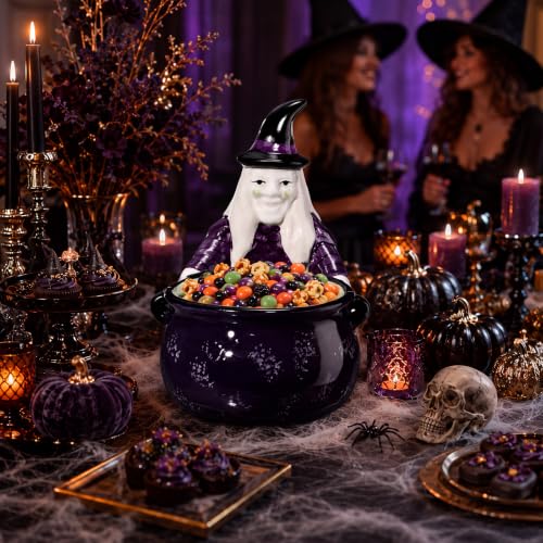 Halloween Witch with Cauldron Ceramic Candy Bowl - Witch Cauldron