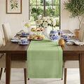 Sage Green Linen Table Runner 14x132 Inches - Extra Long, Pure European Flax