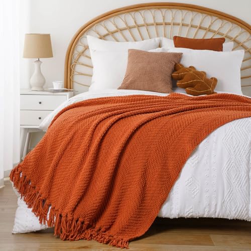 Burnt Orange Throw Blanket for Couch 50x60 Inches Cozy Soft Home Decor