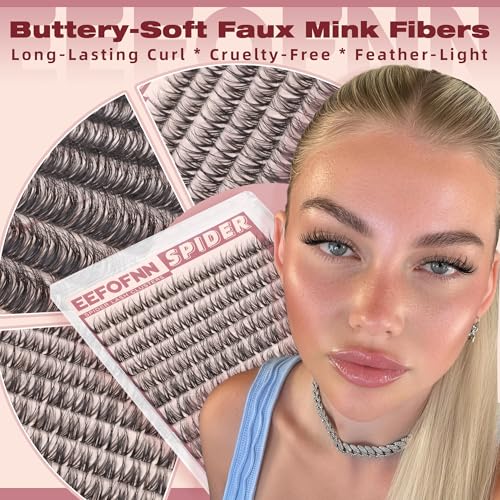 E01 Fluffy Spider Lash Clusters DD Curl Natural Eyelash Extensions - Only Lash Variation