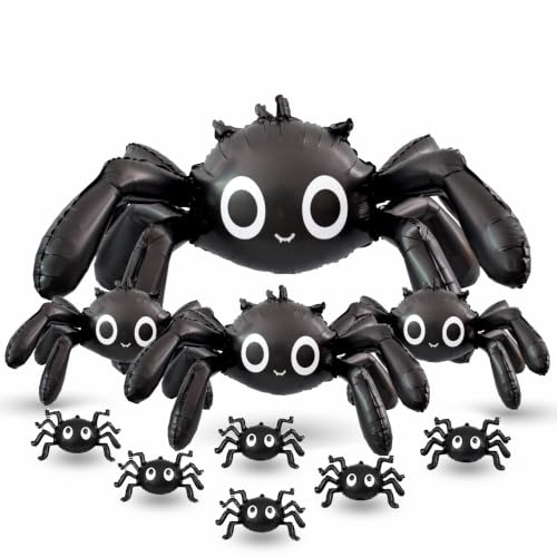 Halloween Spider Balloons Set - Large, Medium & Small Black Spiders for Party Decor
