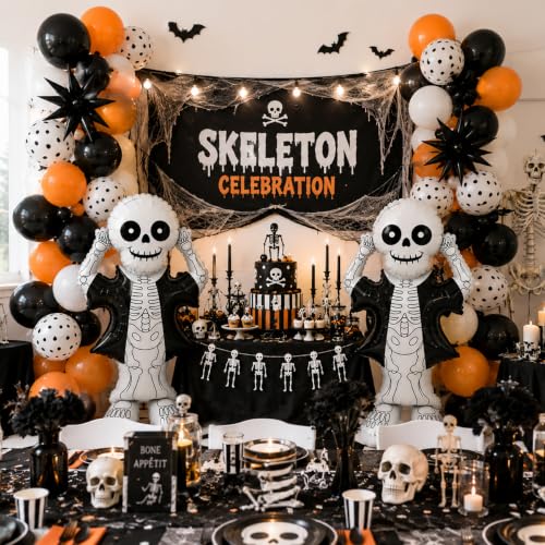 Large Self-Standing Skeleton Balloons for Halloween Party Decorations - 2 Pack