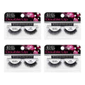 Dramatic Volume False Eyelashes Double Up 208 - Black, Full Strip, Flared & Thick, 4 Pack