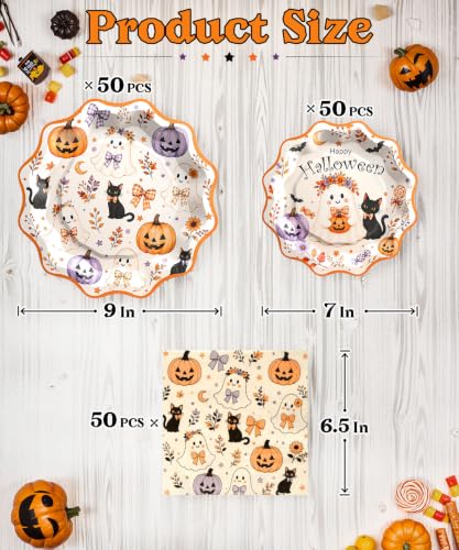 150Pcs Heavy-duty Halloween Plates and Napkins Set Disposable Paper