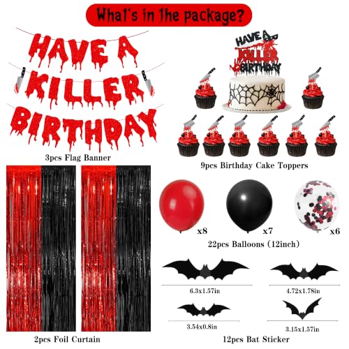 Halloween Birthday Decorations Kit with Banner, Balloons & Cake Toppers