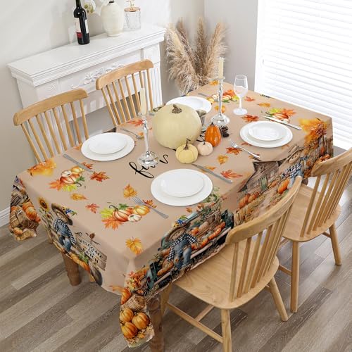 Fall Tablecloth 60x84 Inch Rectangle - Scarecrow Fall Decor - Vari 1