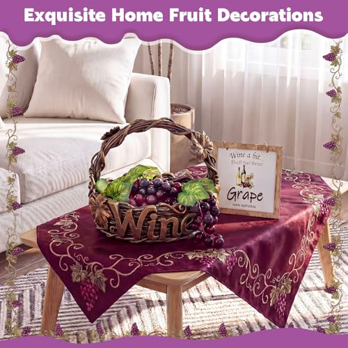 Artificial Grape Set - 9 Bunches Fall Wine Harvest Wooden Sign Centerpiece - Purple & Red