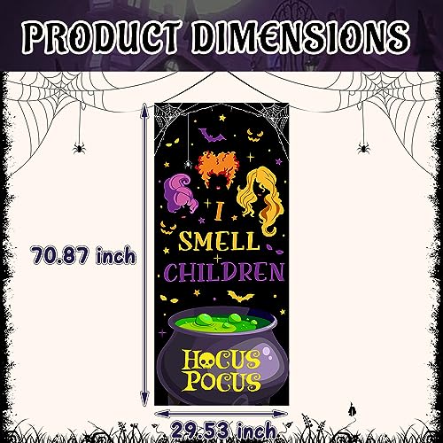 Hocus Pocus Halloween Door Cover Decorations - Spooky Witch Theme for Party & Front Door
