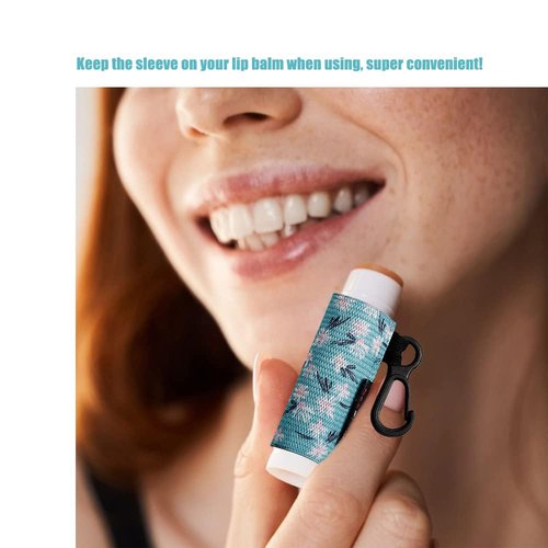 HEYSKAY 8PCS Lip Balm Keychain Holder Compatible with Chapstick, Stocking Stuffers Gifts Keychain Lip Gloss Holder Key Chain Lipstick Holder Sleeves(Floral Set B-8PCS)