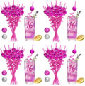 Pink Disco Party Decorations Mini Disco Balls & Reusable Straws Set, 16PCS