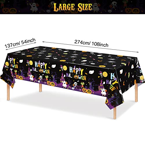 Halloween Plastic Tablecloth Pumpkin Ghost Web 54x108 Inch Pack of 3