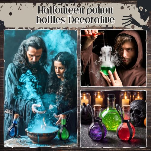 3oz Plastic Potion Bottle with Cork Stopper - Black, Set of 3 - Medieval Theme