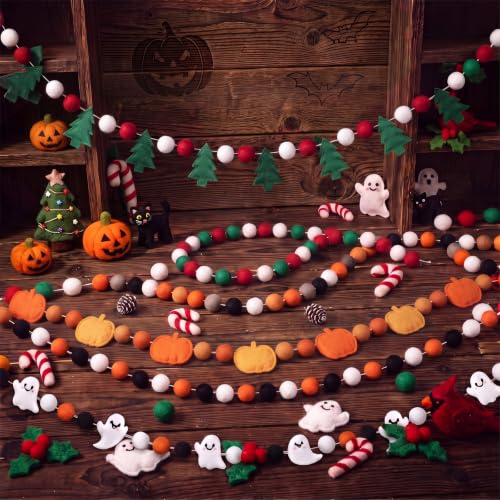Holiday Banner Decor Set with Felt Pom Poms - Christmas Variation