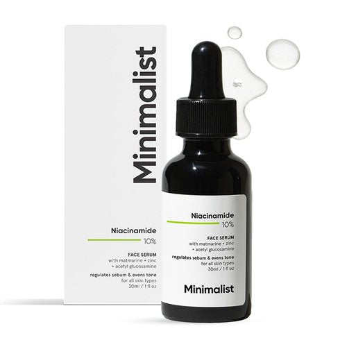 Minimalist Niacinamide 10% + 1% Zinc Face Serum | Reduces Pores, Acne Marks & Oil | Reduces Blemishes for Even Skin Tone | For Women & Men | 1 Fl Oz / 30 ml