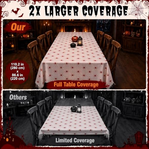 Halloween Skeleton Tablecloth 84.6 x 108.3 Inches Creepy Skeleton Print Cover for Party & Decorations